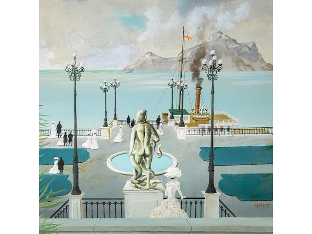 Gaston bogaert (1918-2008), 'l'embarquement pour cythere', oil on unalit 93 x 72 cm. (36.60 x 28.35 in.), frame: 116 x 97 cm. (45.67 x 38.18 in.) - afbeelding 7 van  7