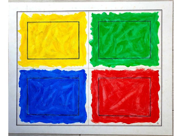 Gaston bogaerts - quatre rectangles - acryl op papier - afbeelding 1 van  5