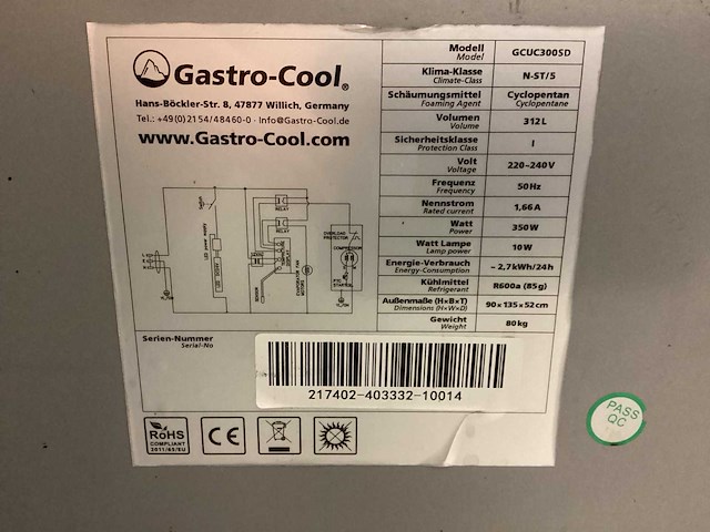 Gastro cool koel/vries gcuc300sd koelvitrine - afbeelding 6 van  7