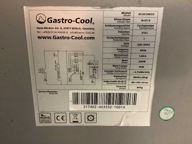 Gastro cool koel/vries gcuc300sd koelvitrine - afbeelding 6 van  7