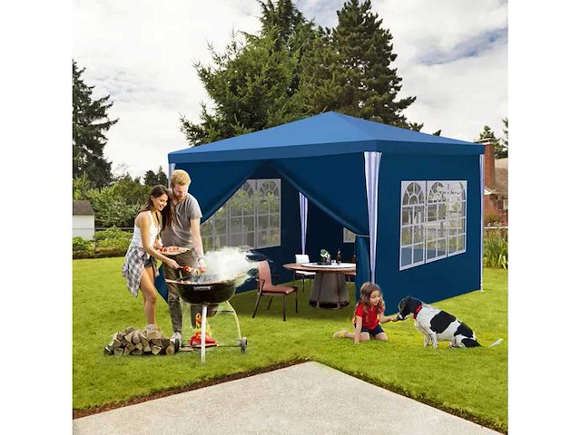 Gazebo 3x3 m garden gazebo tuintent waterdicht & uv-bestendig blauw - afbeelding 3 van  3