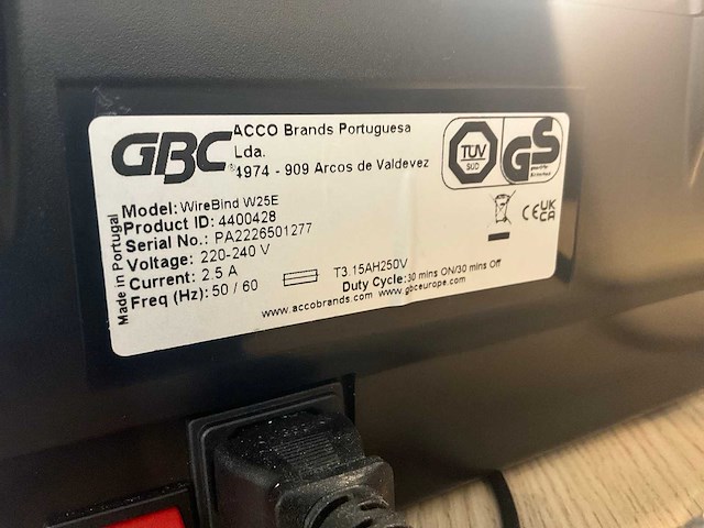 Gbc wirebind w25e inbindmachine - afbeelding 5 van  5