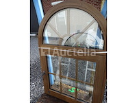 Gebogen bruin pvc-frame - eikenhoutkleur (met geïntegreerde dwarsbalken)