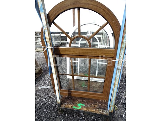 Gebogen bruin pvc-frame - eikenhoutkleur (met geïntegreerde dwarsbalken) - afbeelding 4 van  5