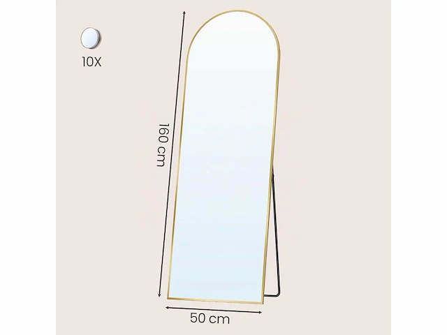 Gebogen standaardspiegel - 160 x 50 cm met vergrootspiegel - afbeelding 8 van  9