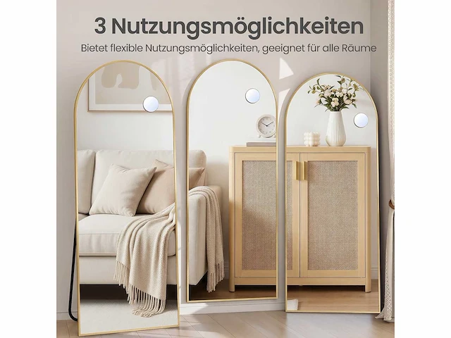 Gebogen standaardspiegel - 160 x 50 cm met vergrootspiegel - afbeelding 4 van  9
