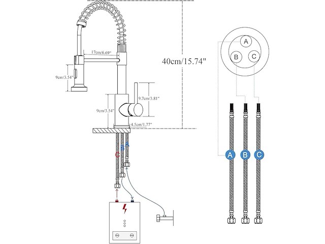 Geborsteld goudkleurige lagedruk keukenkraan - afbeelding 2 van  4
