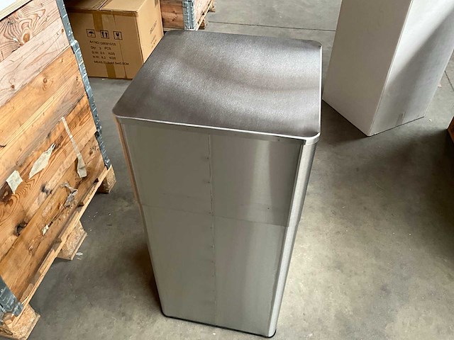 Geborsteld rvs prullenbak +/- 41 x 41 x 87,5 cm - afbeelding 3 van  7