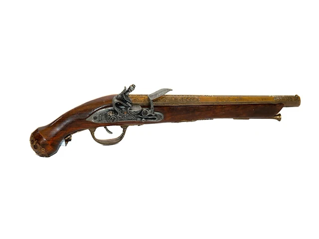 Gedecoreerd pistool (flintlock pistol) met... - afbeelding 1 van  2