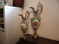 Gedecoreerdde porseleinvaas (x2) - afbeelding 2 van  5