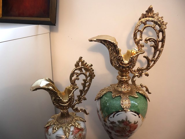 Gedecoreerdde porseleinvaas (x2) - afbeelding 5 van  5