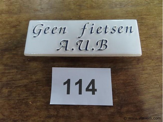 Geen fietsen a.u.b. 14,5x5cm - afbeelding 1 van  2