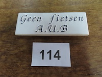 Geen fietsen a.u.b. 14,5x5cm - afbeelding 1 van  2