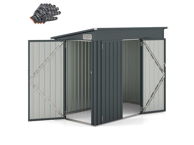 Gegalvaniseerd metalen tuinhuisje met dubbele deuren - afbeelding 2 van  7