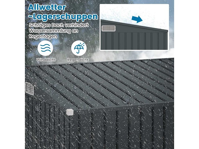 Gegalvaniseerd metalen tuinhuisje met dubbele deuren - afbeelding 4 van  7