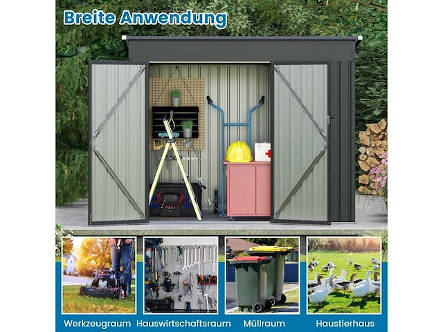 Gegalvaniseerd metalen tuinhuisje met dubbele deuren - afbeelding 5 van  7