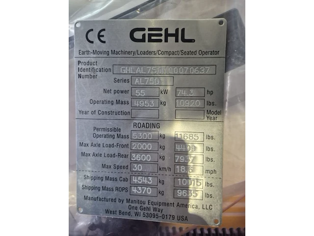 Gehl al750 stg5 - eu wiellader (ongebruikt) - afbeelding 10 van  18
