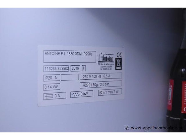 Gekoelde barkast, antoine f.i., 1880 3dm, 230v, 0, 14kw, werking niet gekend - afbeelding 2 van  2