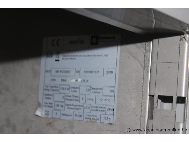 Gekoelde pizzawerkbank met granieten blad diamond, mr.pizza/r2, 230v, 176w, bouwjaar 2019, werking niet gekend - afbeelding 3 van  3