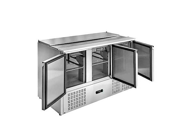 Gekoelde salade met 3 deuren roestvrijstalen deksel - gekoeld - afbeelding 2 van  3