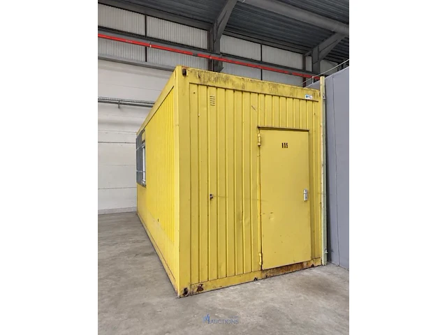 Gele bureel- / werfcontainer met ramen en elektriciteit - afbeelding 3 van  9