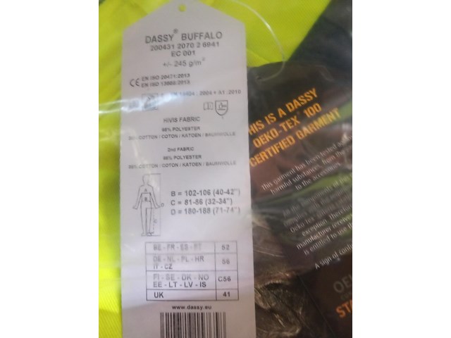 Gele werkbroek dassy buffalo maat 52 - afbeelding 3 van  3