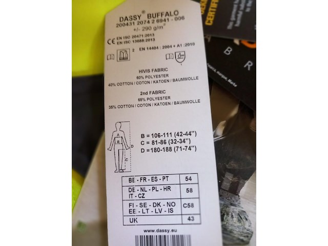 Gele werkbroek dassy buffalo maat 54 - afbeelding 3 van  3