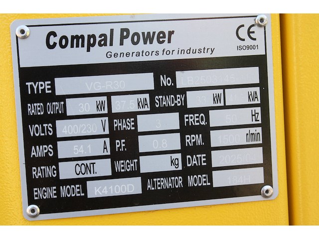 Generator compal power vg-r30 diesel 2025 37kva - afbeelding 1 van  1