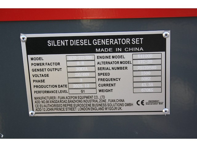 Generator ep kk30-iii-sss diesel 2025 30kva - afbeelding 1 van  1