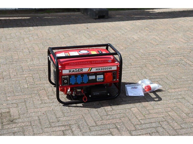 Generator hager hk8000w benzine 2kva 400v nieuw (marge) - afbeelding 1 van  1