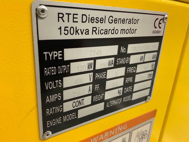 Generator rte 7748 diesel 2025 nieuw - afbeelding 1 van  1