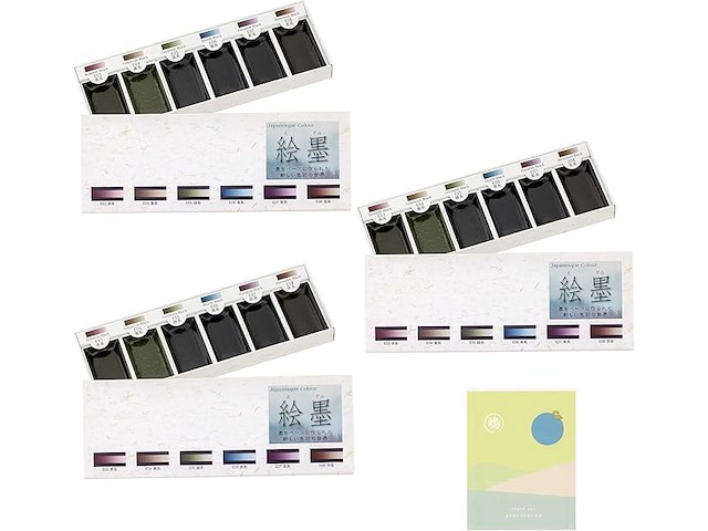 Generieke boku-undo e-sumi aquarelverfset in 6 kleuren, 3 stuks (totaal 18 kleuren) - afbeelding 1 van  5