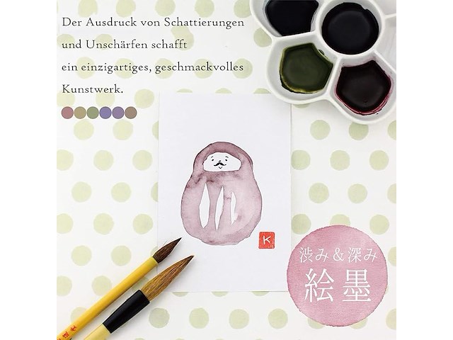 Generieke boku-undo e-sumi aquarelverfset in 6 kleuren, 3 stuks (totaal 18 kleuren) - afbeelding 3 van  5