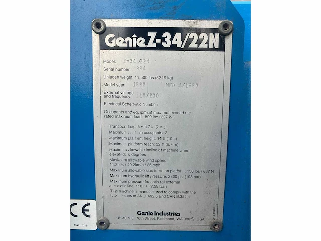 Genie - 1998 - z-34/22n - hoogwerker - afbeelding 8 van  20