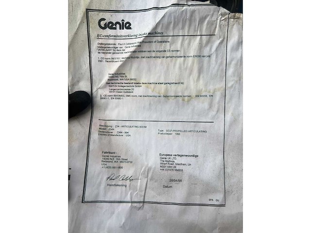 Genie - 1998 - z-34/22n - hoogwerker - afbeelding 6 van  20