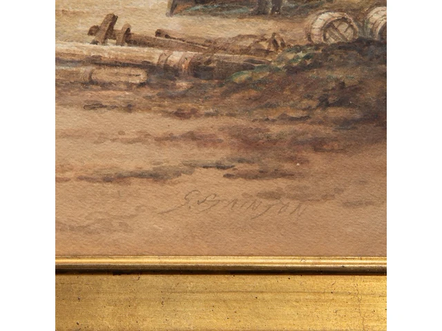 George stainton (act. 1860-1890), fishing boat near the shore, watercolour on paper 53 x 42 cm. (20.87 x 16.53 in.), frame: 74 x 62 cm. (29.12 x 24.41 in.) - afbeelding 4 van  5