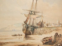 George stainton (act. 1860-1890), fishing boat near the shore, watercolour on paper 53 x 42 cm. (20.87 x 16.53 in.), frame: 74 x 62 cm. (29.12 x 24.41 in.) - afbeelding 5 van  5