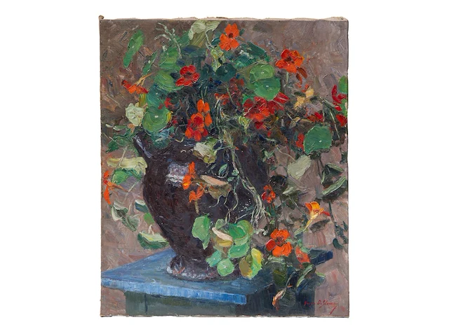 Georges de sloovere (1873-1970), flower vase, oil on canvas 60 x 50 cm. (23.62 x 19.67 in.) - afbeelding 2 van  5