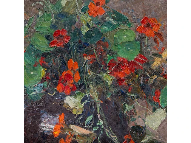 Georges de sloovere (1873-1970), flower vase, oil on canvas 60 x 50 cm. (23.62 x 19.67 in.) - afbeelding 5 van  5