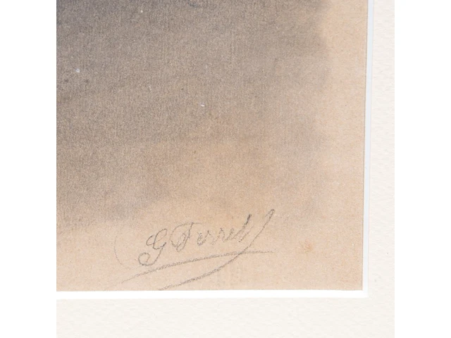 Georges ferret (xix), a pair of very fine charcoal portraits 27 x 22 cm. (10.63 x 8.66 in.), frame: 37 x 32 cm. (14.57 x 12.59 in.) - afbeelding 9 van  9