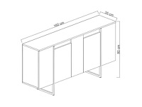 Geperste houten consoletafel met walnoot- en goudafwerking - afbeelding 7 van  9