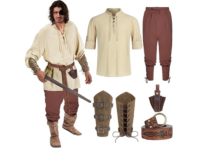 Geplaimir middeleeuws kostuum voor heren - afbeelding 1 van  3