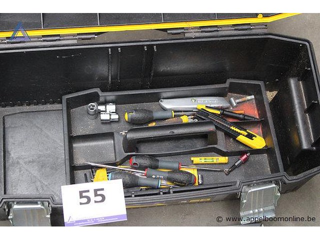 Gereedschapskoffer - stanley - fatmax set van rateldoppen - stanley metalen zaag - stanley - 300mm handzaag - stanley - 500mm waterpas - stanley set inbussleutels rolmaat - stanley schroevendraaierset - stanley - afbeelding 3 van  3