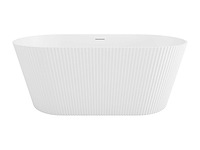 Geribbeld vrijstaand bad - 255 l - 149 x 73 x 58 cm - mat wit - acryl - afbeelding 2 van  6