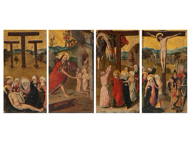 German school, two diptychs with scenes from the passion of christ, 15thc, tempera on cradled panels - afbeelding 1 van  7