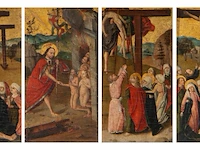 German school, two diptychs with scenes from the passion of christ, 15thc, tempera on cradled panels