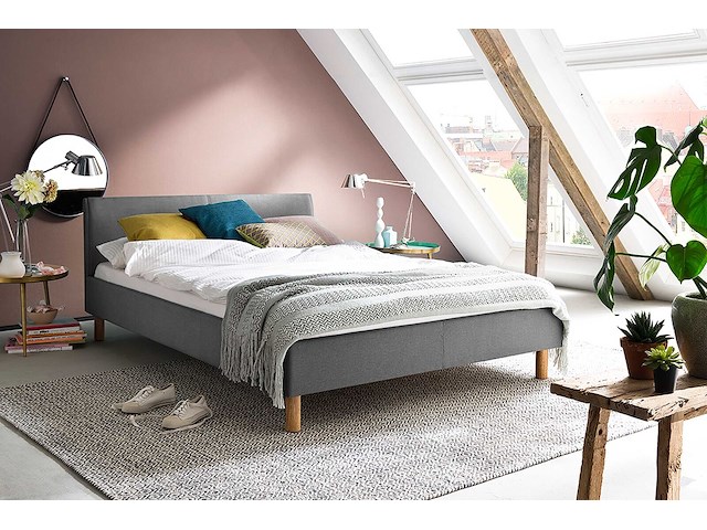 Gestoffeerd bed amber 140x200 - lichtgrijs - afbeelding 1 van  5