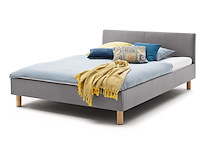 Gestoffeerd bed amber 140x200 - lichtgrijs - afbeelding 4 van  5