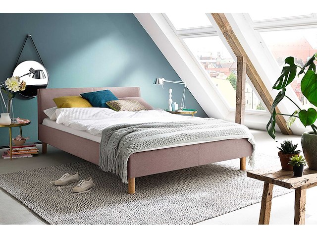 Gestoffeerd bed amber 140x200 - oudroze - afbeelding 1 van  5