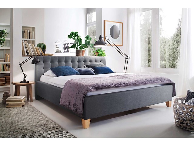 Gestoffeerd bed camille 180x200 - grijs - afbeelding 1 van  3